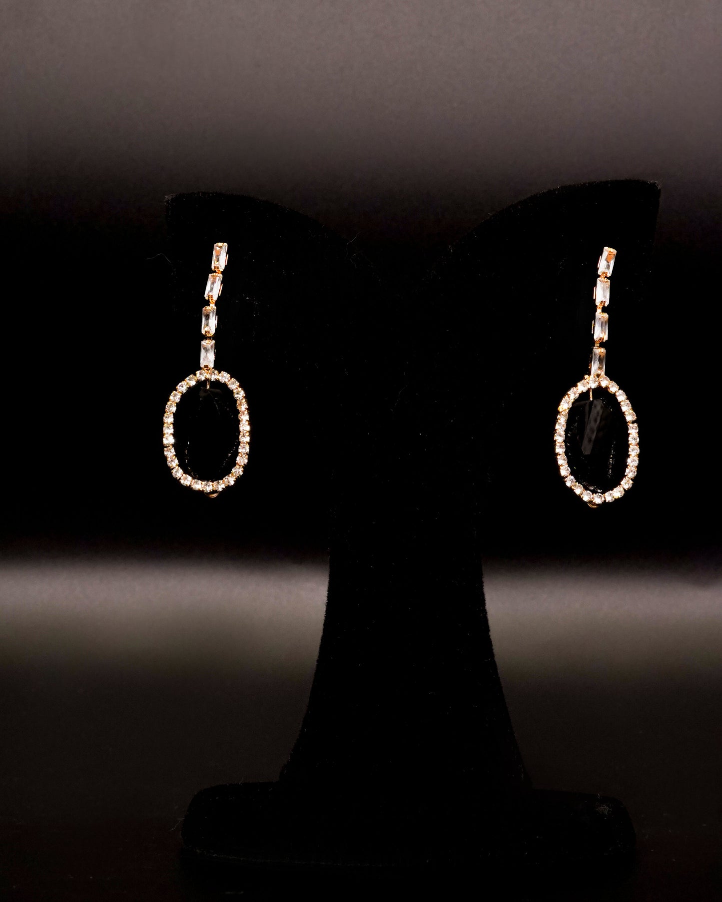 Black Stone Drop Earrings E-17
