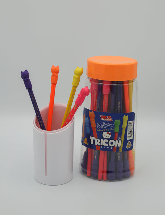 Bahadur Kitty Tricon Pencil Jar 24pc B1000
