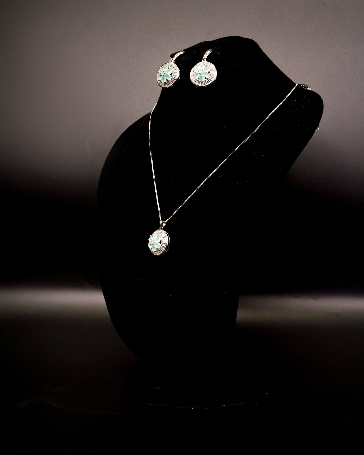 Flower Pendant Necklace Set with Earrings LS-10