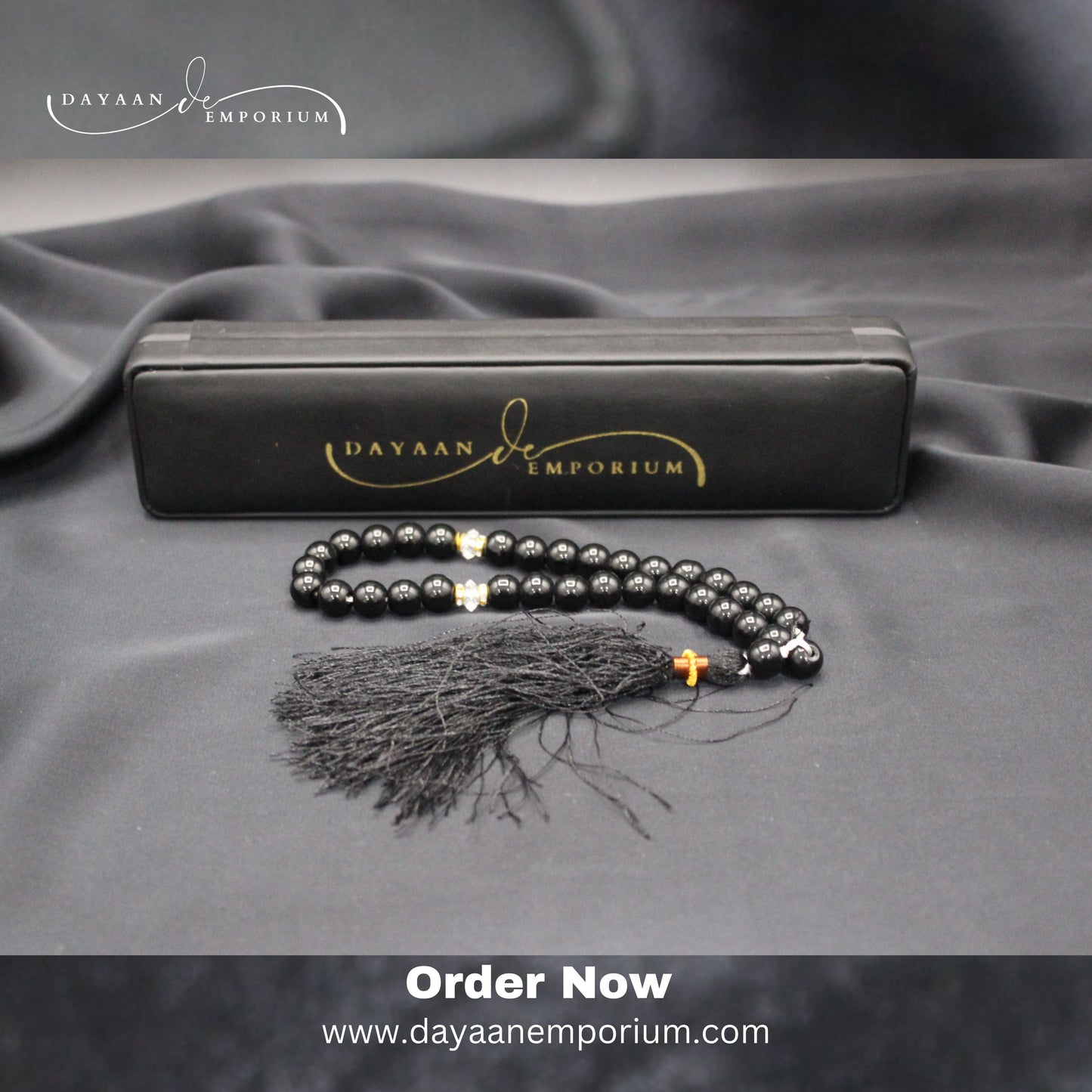 Black Marble Tasbeeh 33 Beads